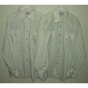Lot 2 Vintage H bar C Ranchwear Men’s XXL LS Western Pearl Snap Shirts Made USA